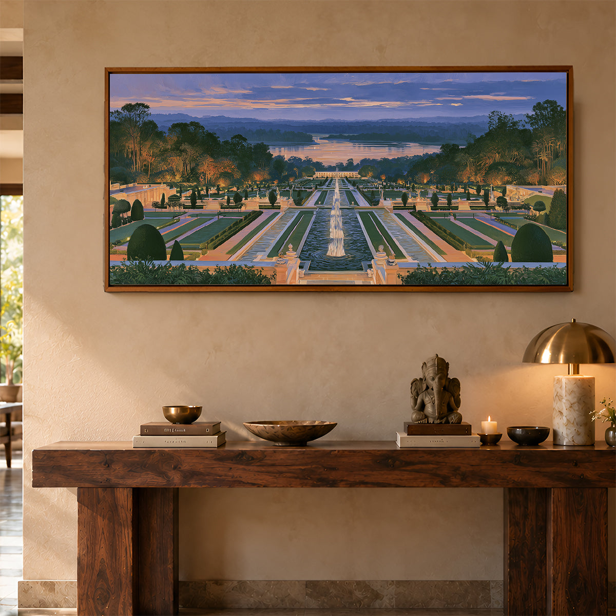 Panoramic Indian Painting in a Lifestyle Setting