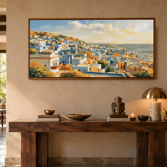 Panoramic Indian Painting in a Lifestyle Setting