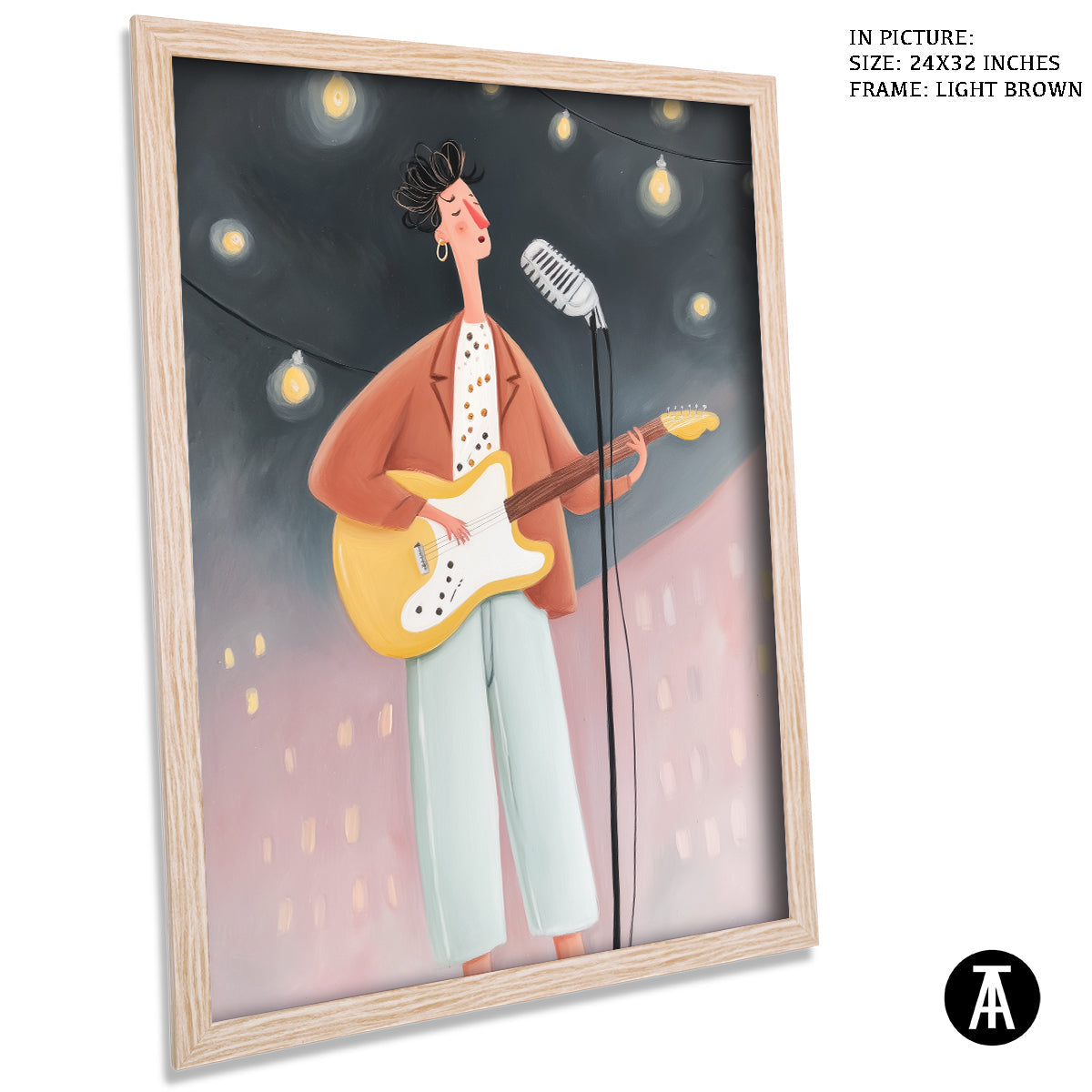 Artwork in Light Brown Frame