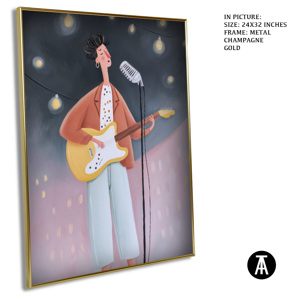 Artwork in Metal Champagne Gold Frame