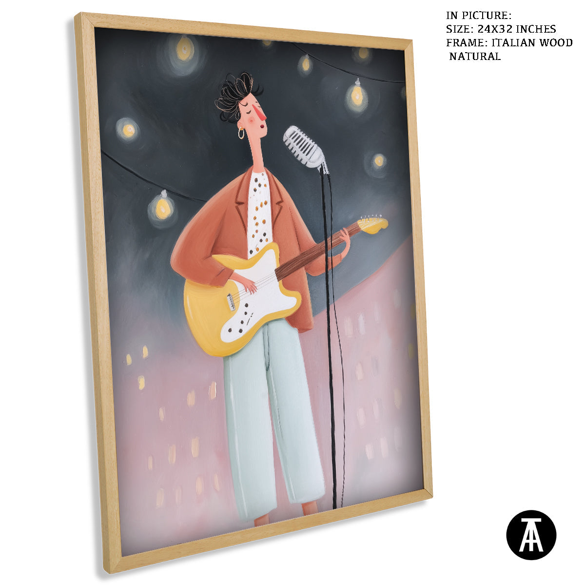 Artwork in Natural Wood Frame