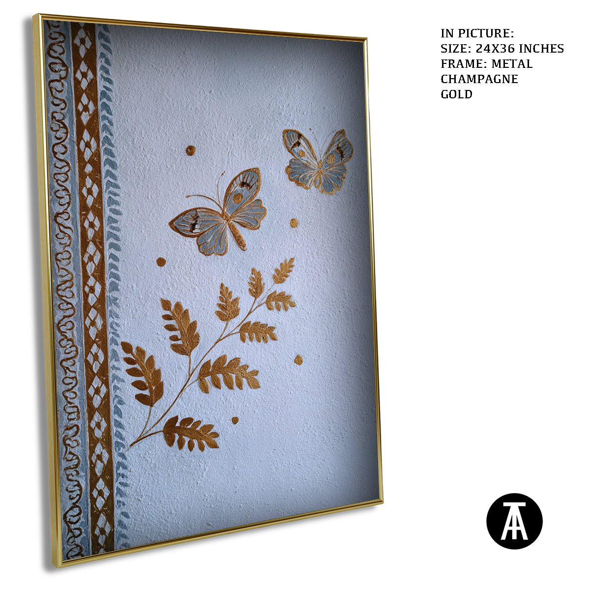 Artwork in Metal Champagne Gold Frame