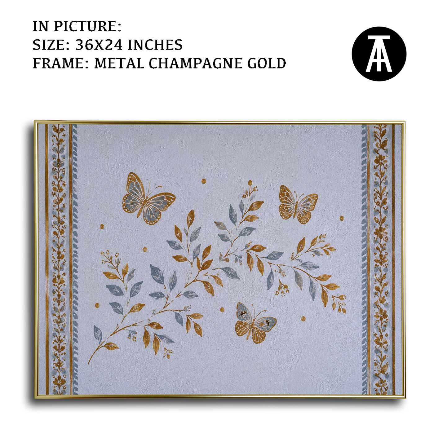 Artwork in Metal Champagne Gold Frame