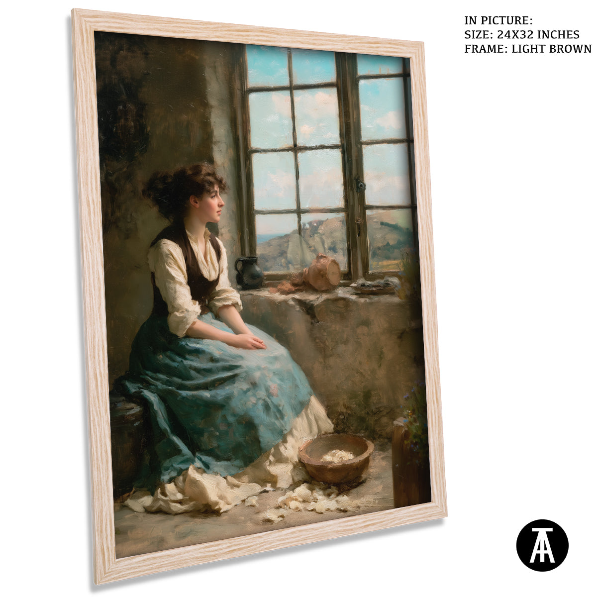 Artwork in Light Brown Frame