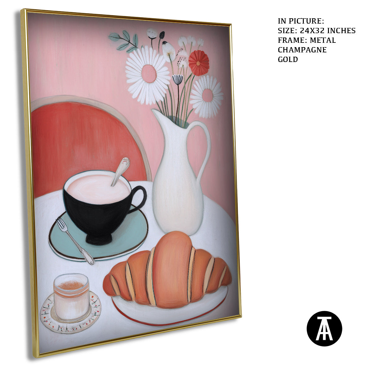 Artwork in Metal Champagne Gold Frame