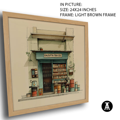 Artwork in Light Brown Frame