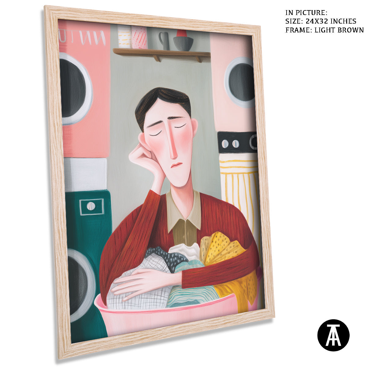 Artwork in Light Brown Frame