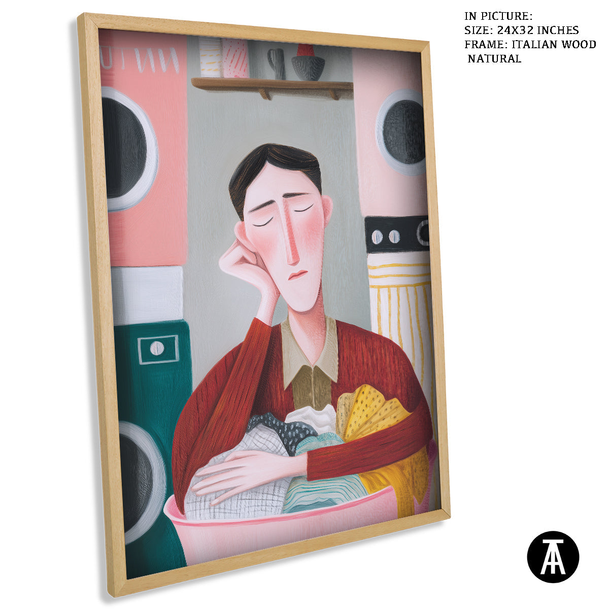 Artwork in Natural Wood Frame