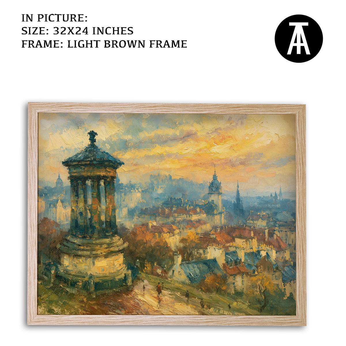 Artwork in Light Brown Frame