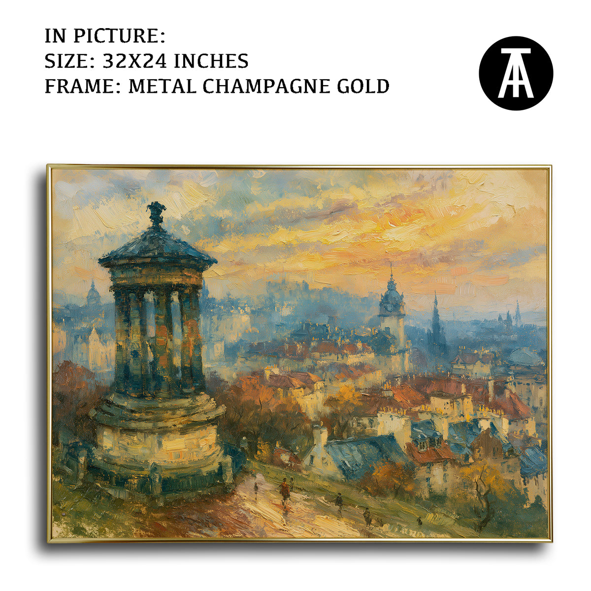 Artwork in Metal Champagne Gold Frame