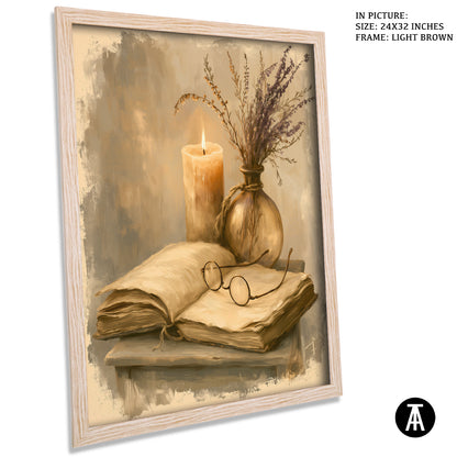 Artwork in Light Brown Frame