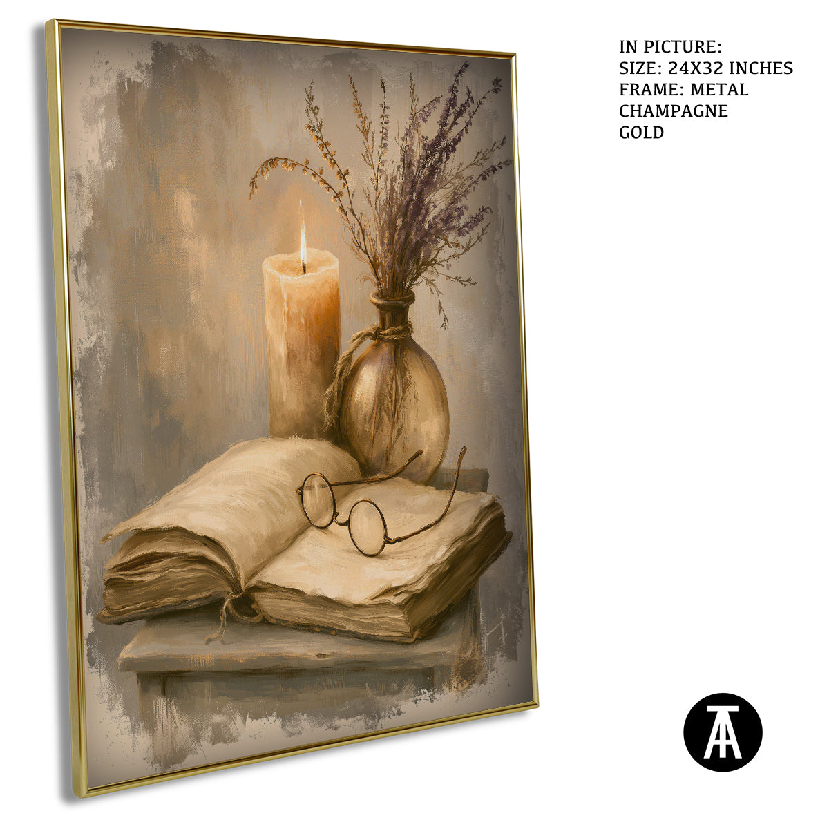Artwork in Metal Champagne Gold Frame