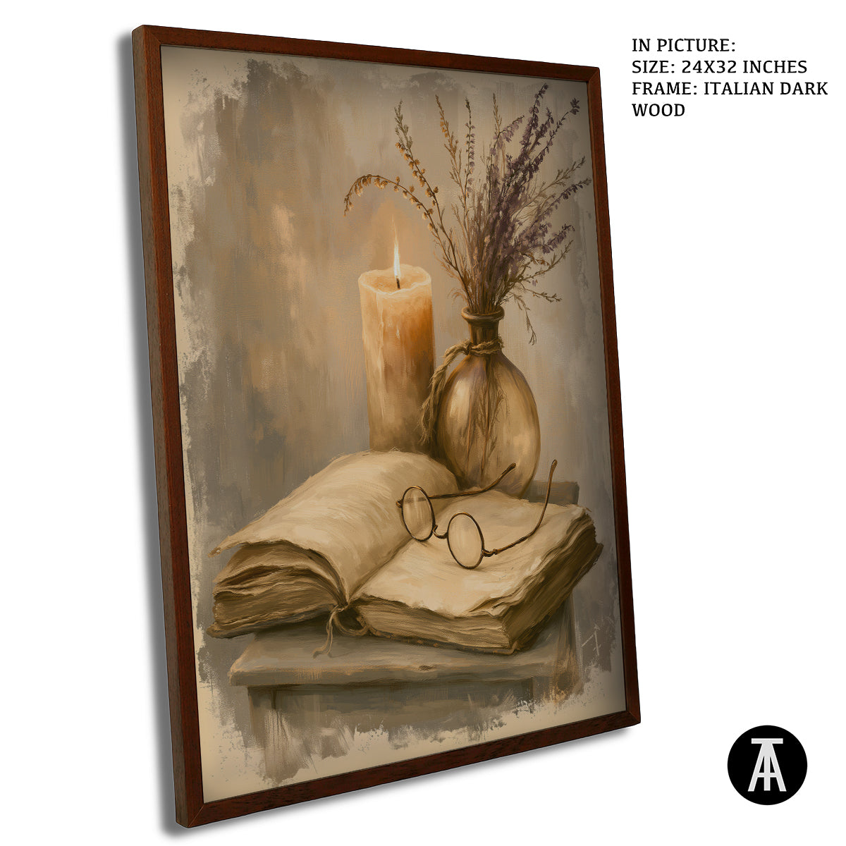 Artwork in Dark Wood Frame