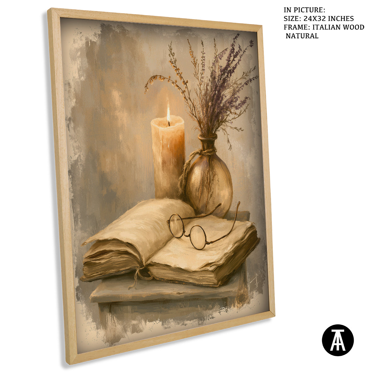 Artwork in Natural Wood Frame