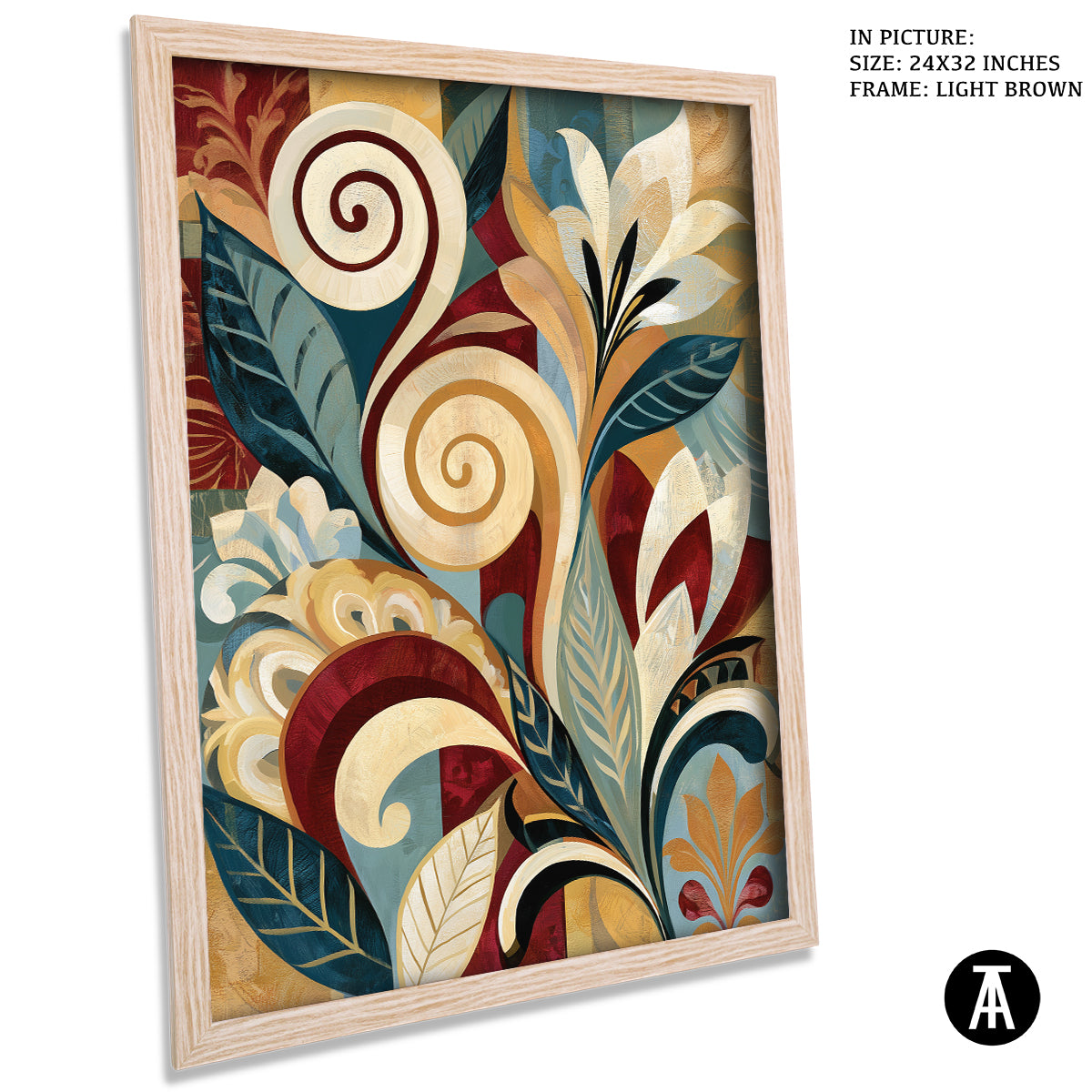Artwork in Light Brown Frame