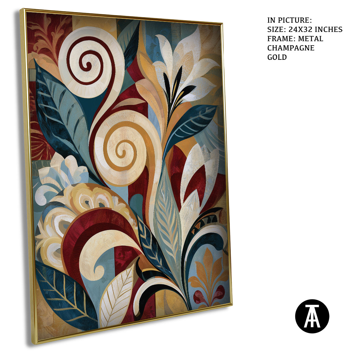 Artwork in Metal Champagne Gold Frame