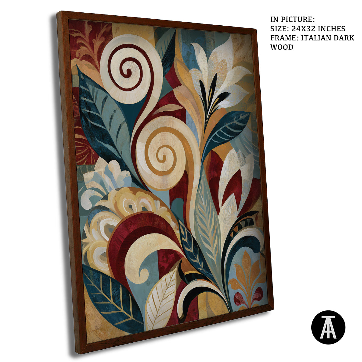 Artwork in Dark Wood Frame