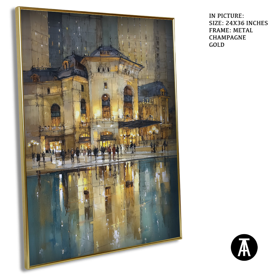 Artwork in Metal Champagne Gold Frame