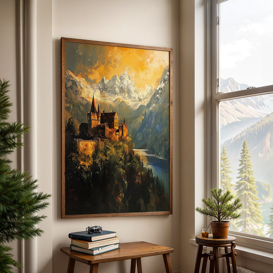 Swiss Alps Painting in a Lifestyle Setting
