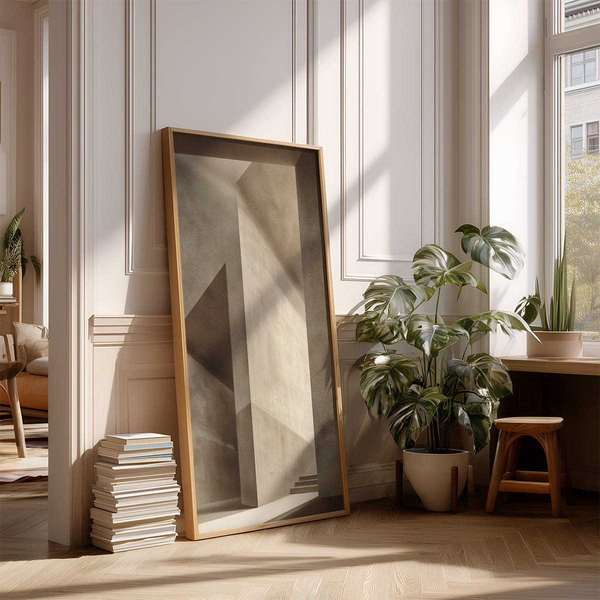 Panoramic Indian Painting in a Lifestyle Setting