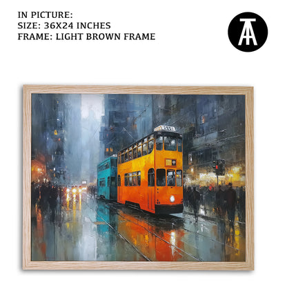 Artwork in Light Brown Frame