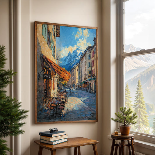 Swiss Alps Painting in a Lifestyle Setting