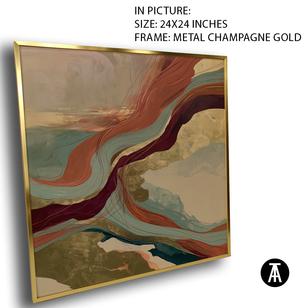 Artwork in Metal Champagne Gold Frame