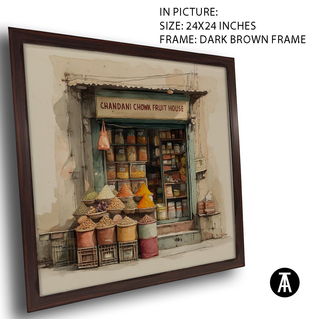 Artwork in Dark Brown Frame