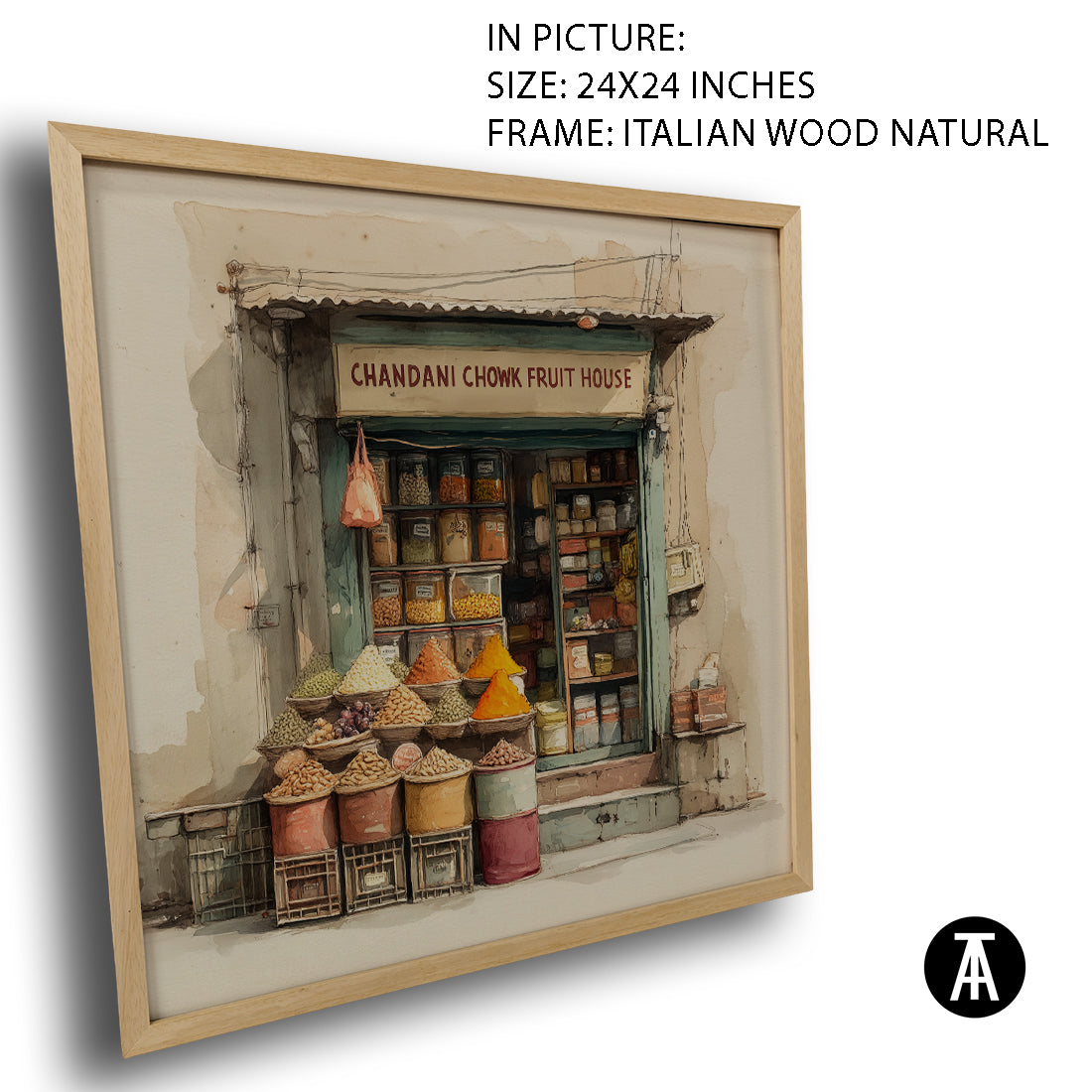 Artwork in Natural Wood Frame