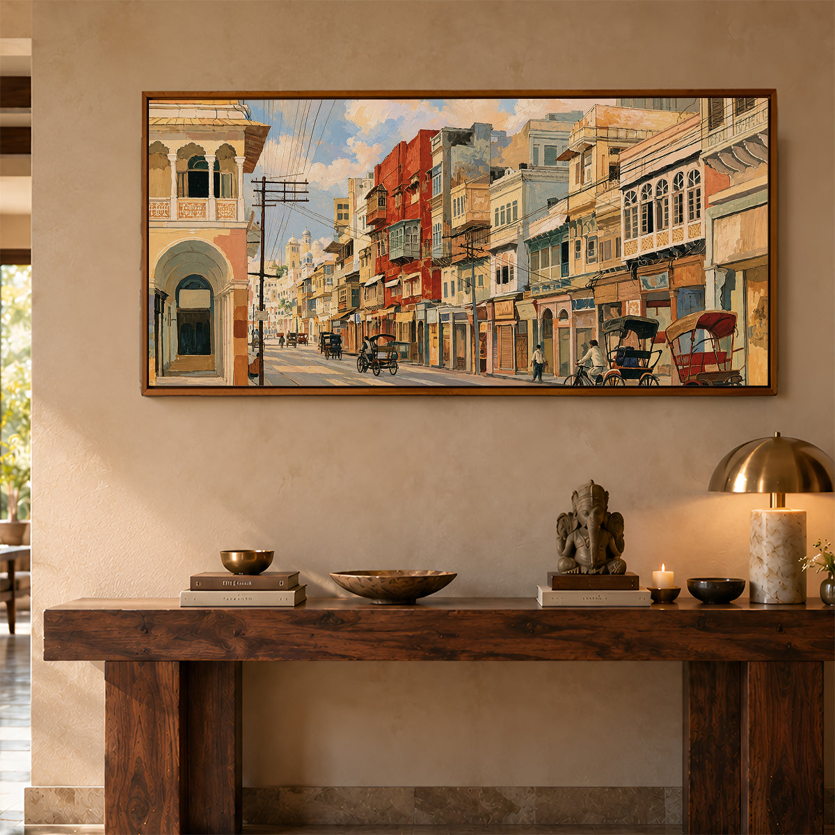 Panoramic Indian Painting in a Lifestyle Setting