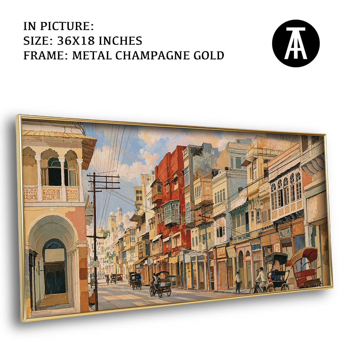 Artwork in Metal Champagne Gold Frame