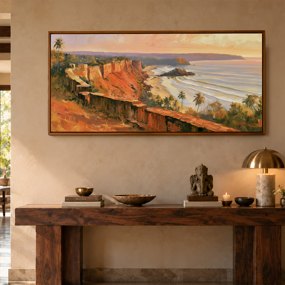 Panoramic Indian Painting in a Lifestyle Setting