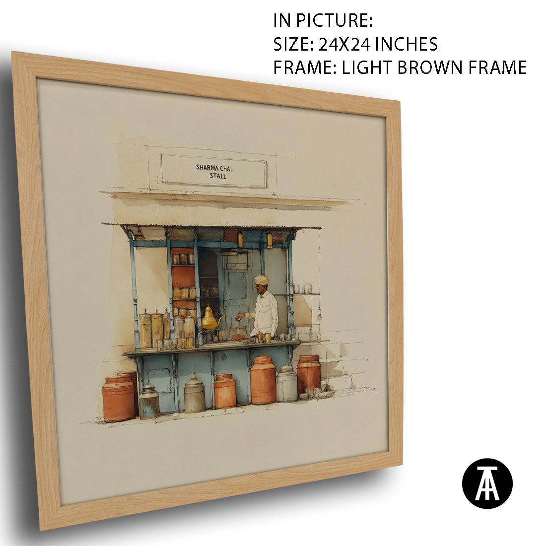 Artwork in Light Brown Frame