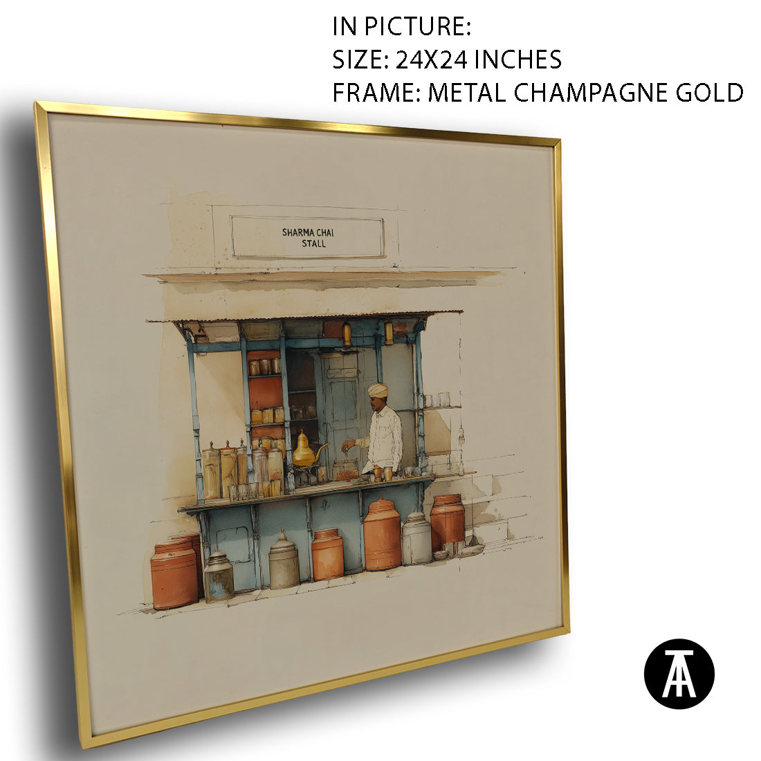 Artwork in Metal Champagne Gold Frame