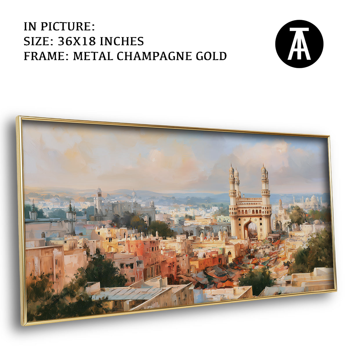 Artwork in Metal Champagne Gold Frame