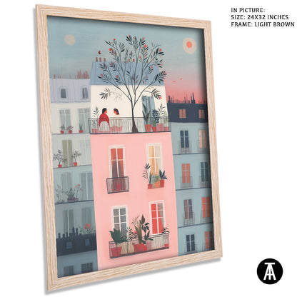 Artwork in Light Brown Frame