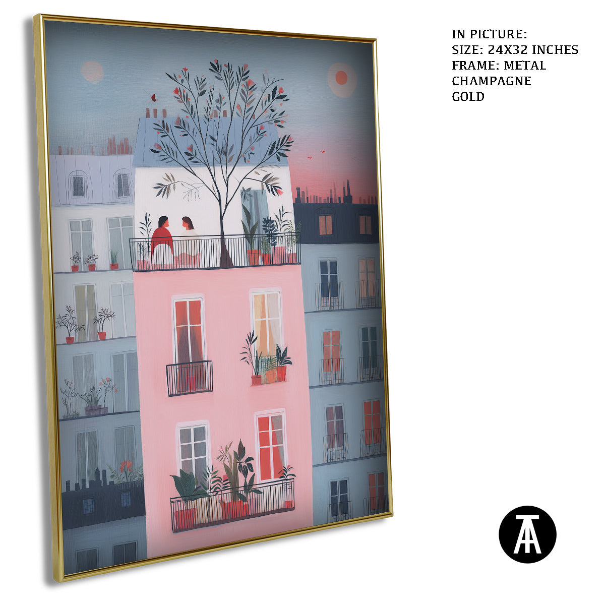 Artwork in Metal Champagne Gold Frame