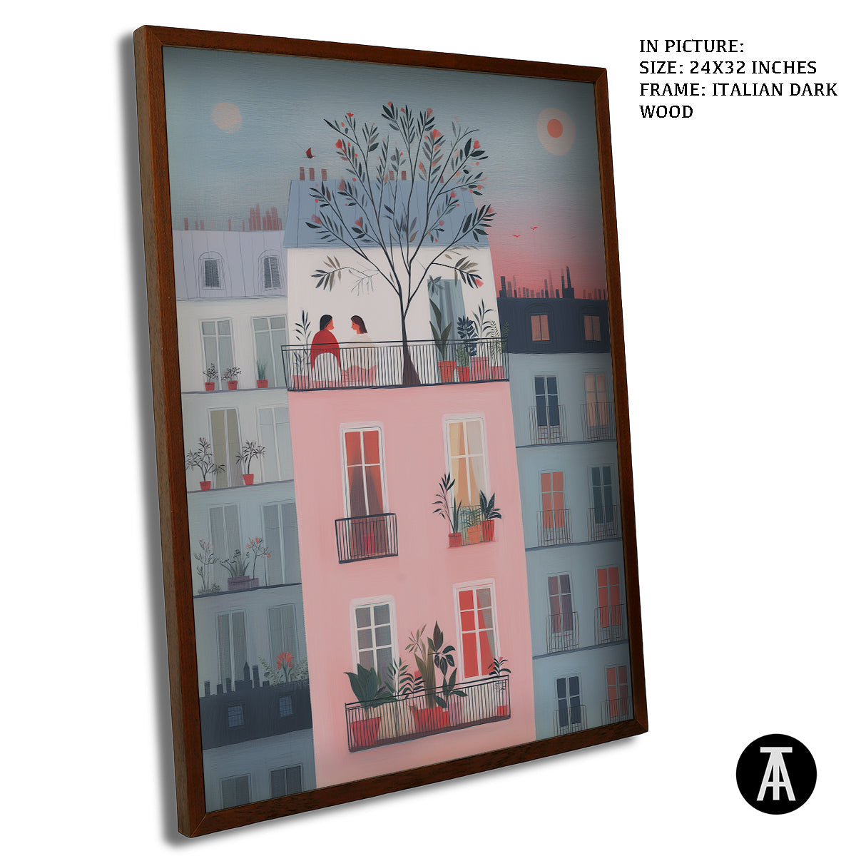 Artwork in Dark Wood Frame