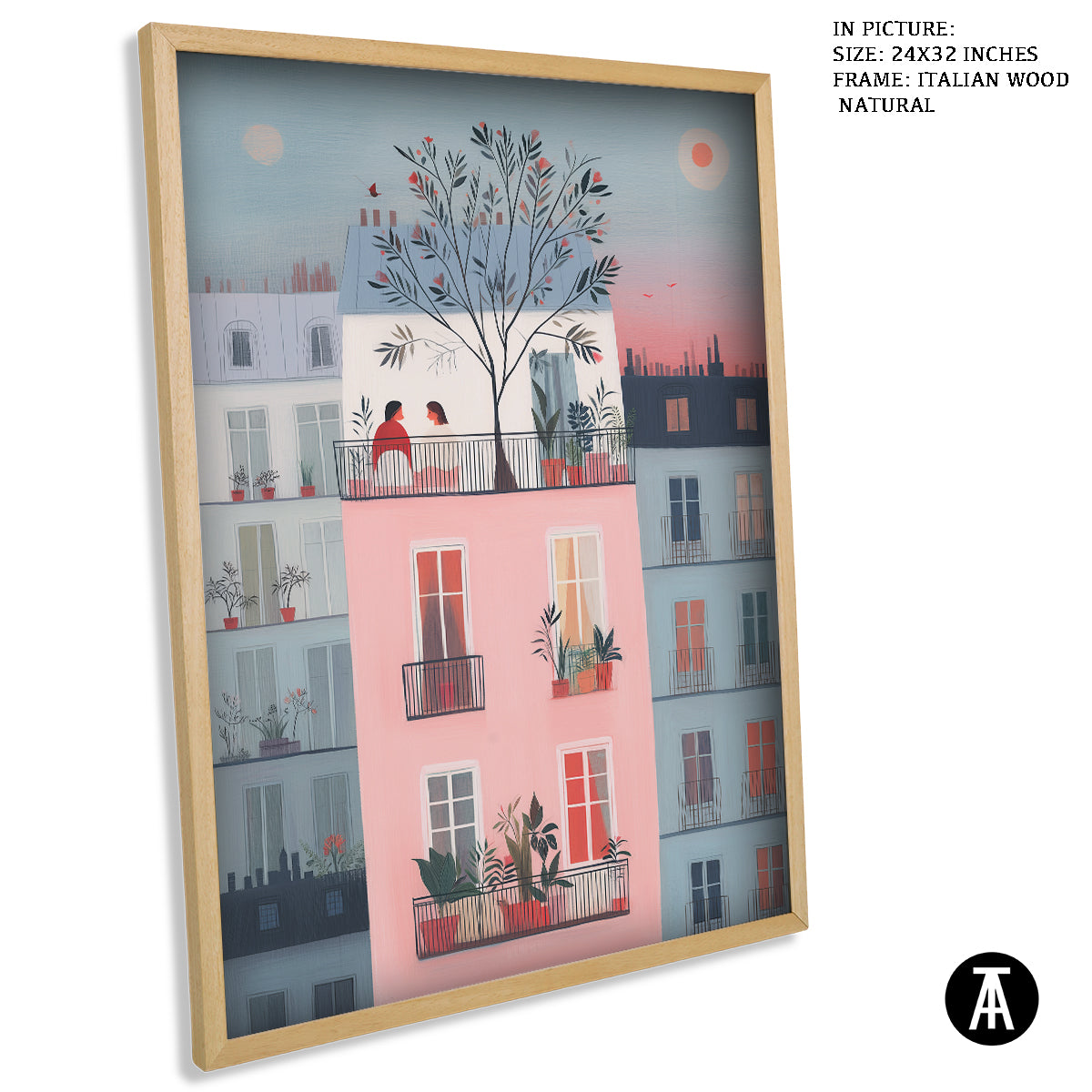 Artwork in Natural Wood Frame