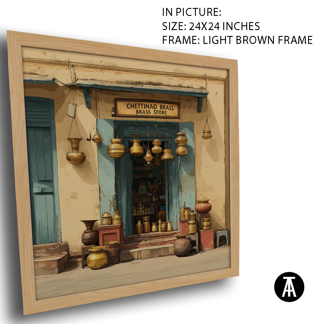 Artwork in Light Brown Frame