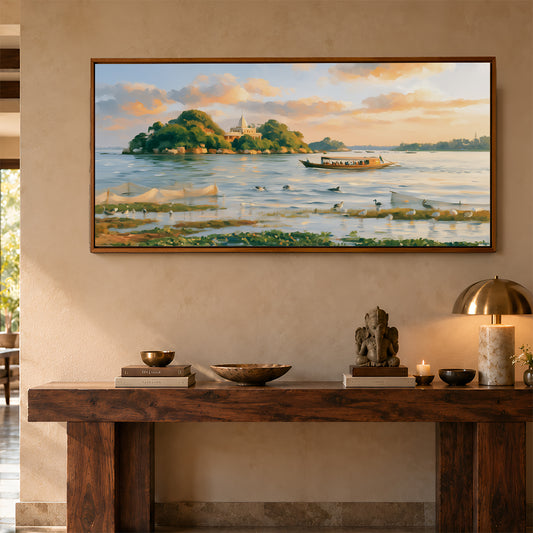 Panoramic Indian Painting in a Lifestyle Setting