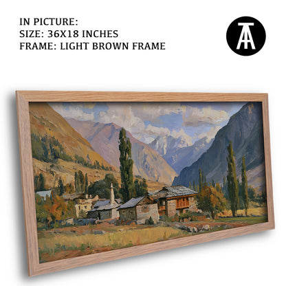 Artwork in Light Brown Frame