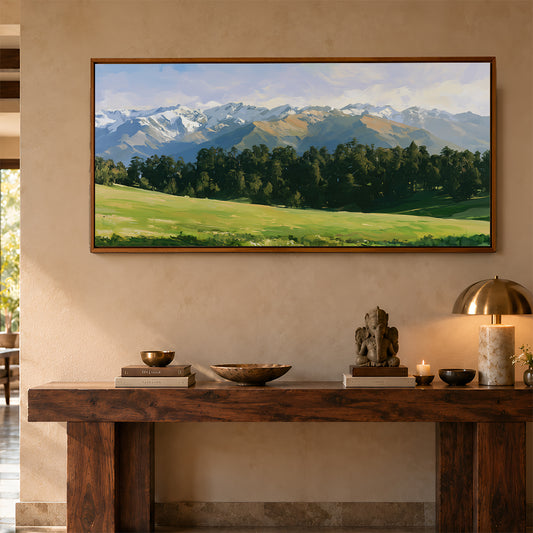 Panoramic Indian Painting in a Lifestyle Setting