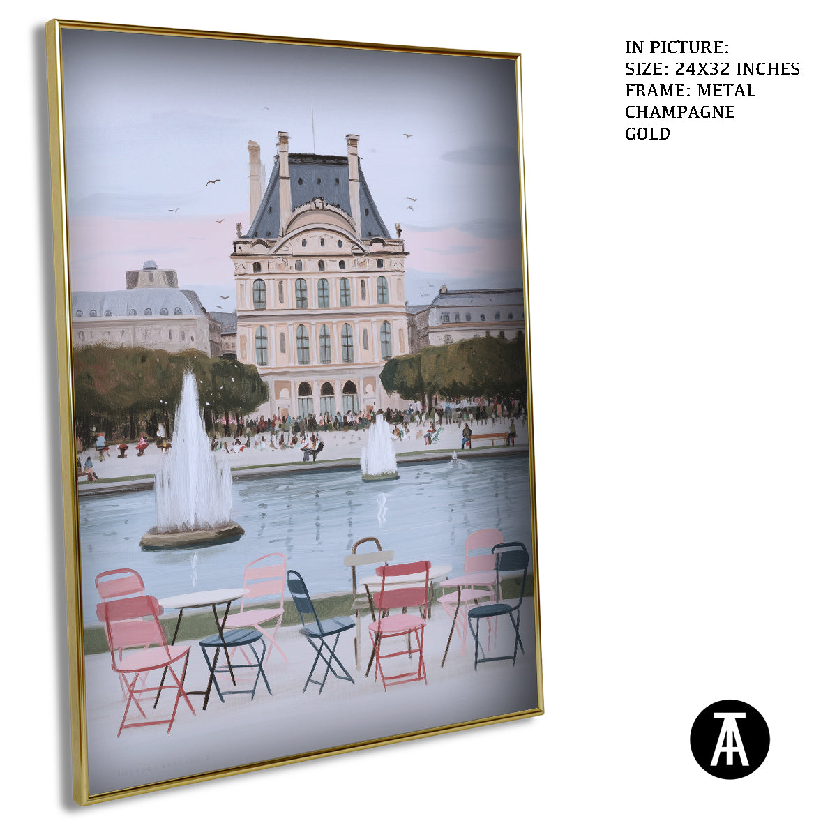 Artwork in Metal Champagne Gold Frame