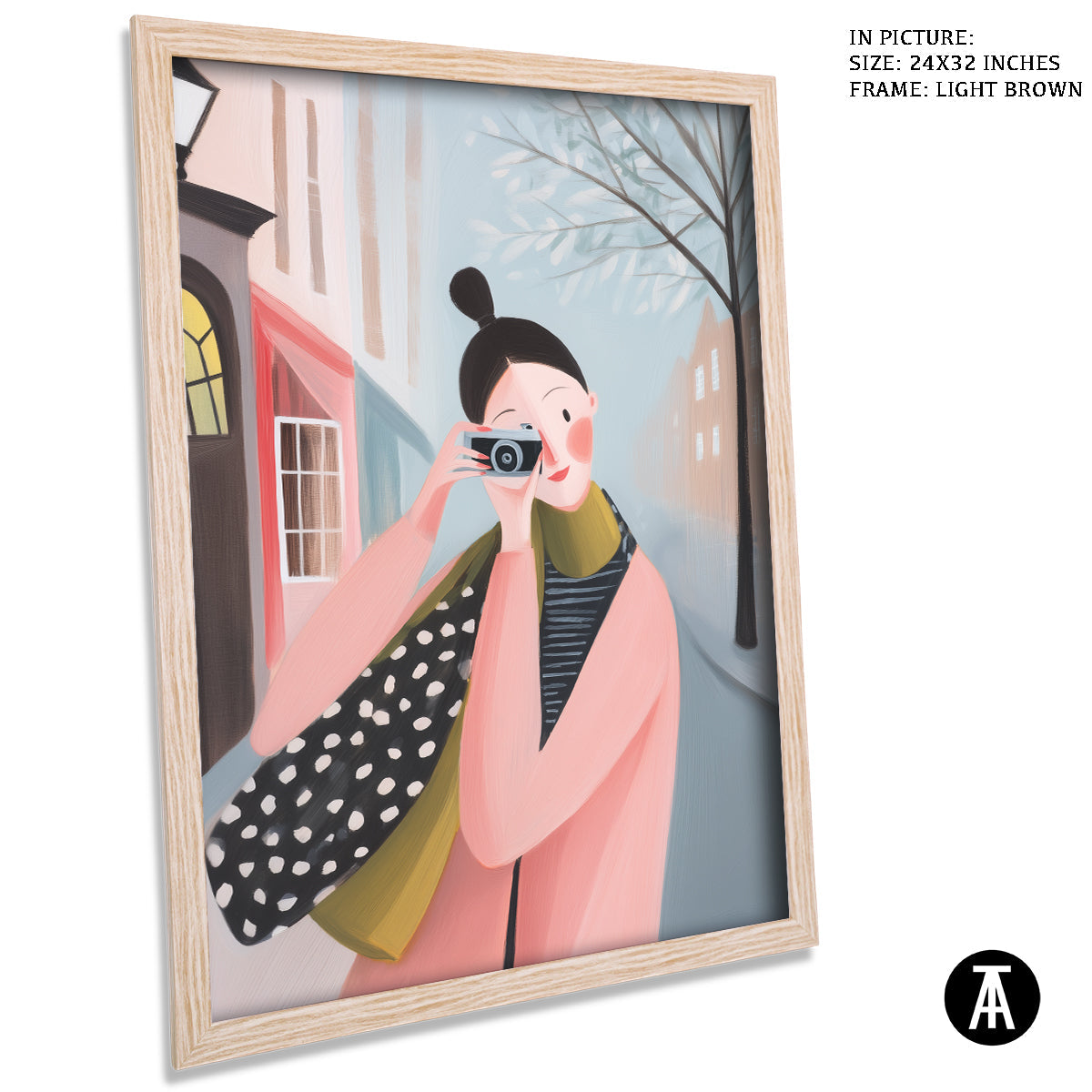 Artwork in Light Brown Frame