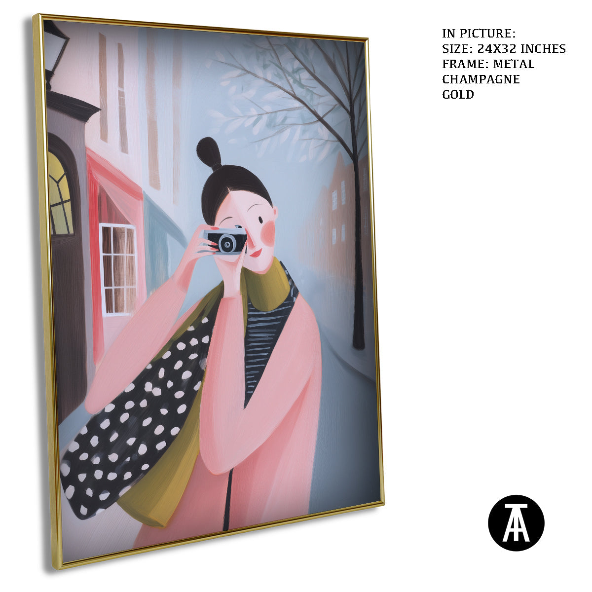 Artwork in Metal Champagne Gold Frame