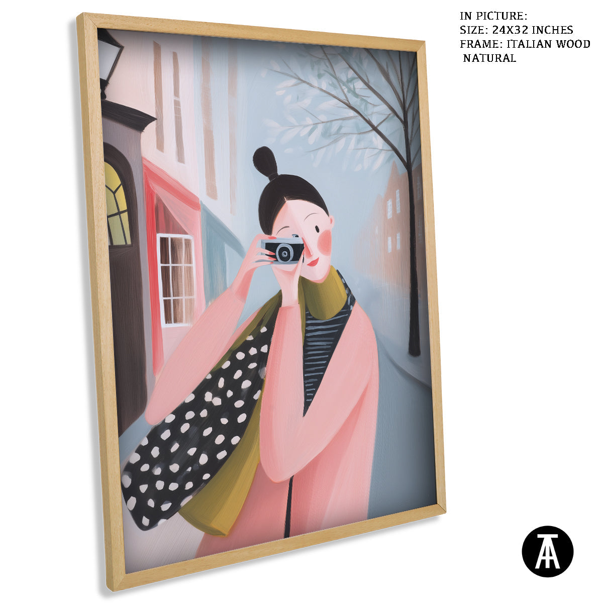 Artwork in Natural Wood Frame