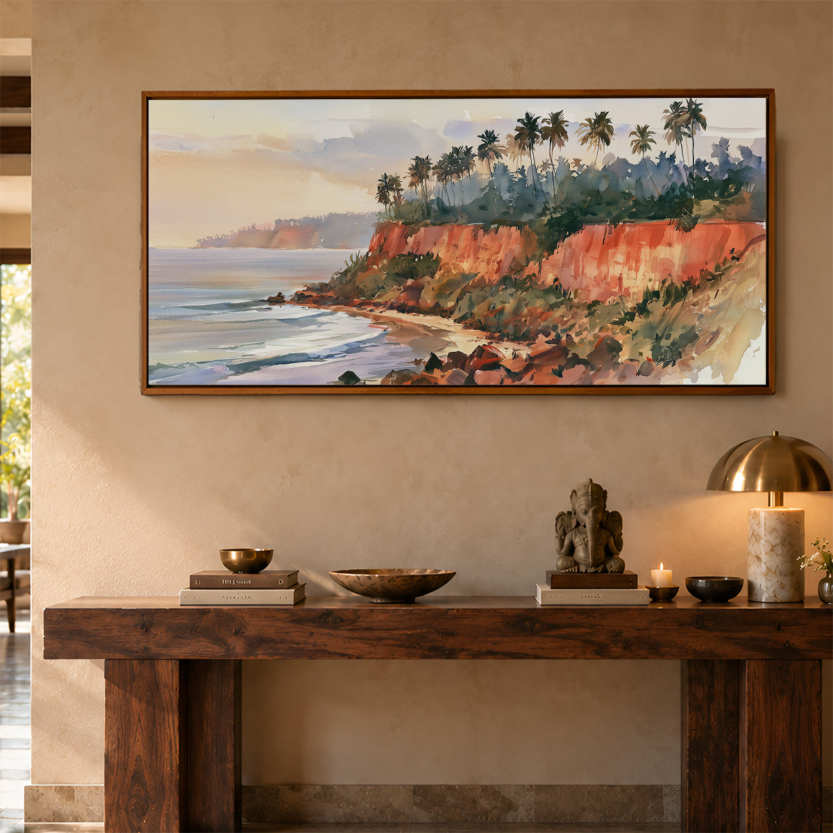 Panoramic Indian Painting in a Lifestyle Setting