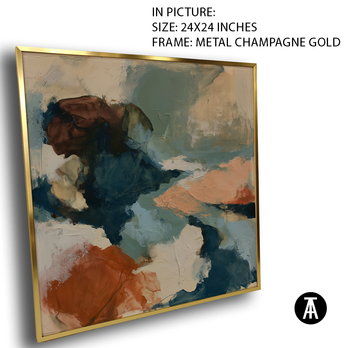 Artwork in Metal Champagne Gold Frame