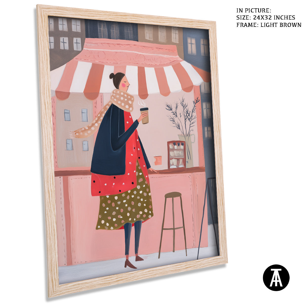 Artwork in Light Brown Frame